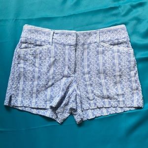 Blue Shorts with White Ebroidery Ann Taylor Loft the Riviera Short